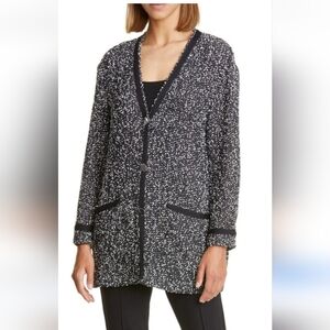 Hugo Boss Jienna Cotton Blend Bouclé Cardigan In Black Fantasy